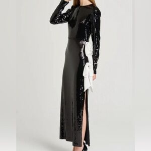 Wayf Black and White Sequin Maxi Dress